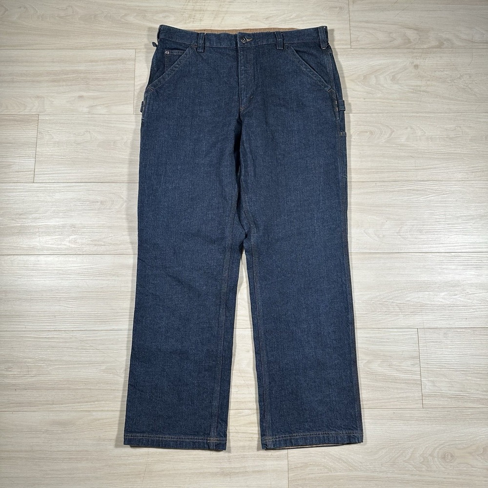 Duluth Flex Ballroom Jeans Mens 36X32 Blue Relaxed Fit Cotton Stretch Denim